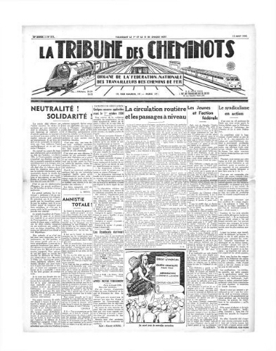 La Tribune des cheminots, n° 515, 15 août 1936
