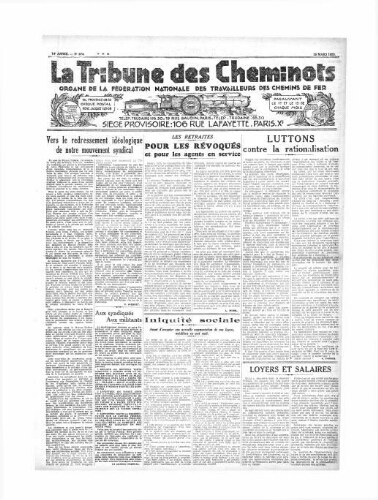 La Tribune des cheminots [unitaires], n° 274, 15 mars 1929