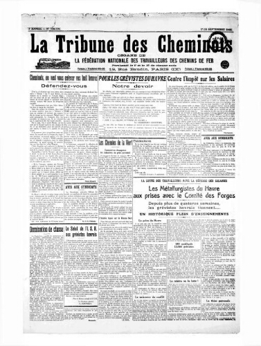 La Tribune des cheminots [unitaires], n° 118-119, 1er septembre 1922 - 15 septembre 1922