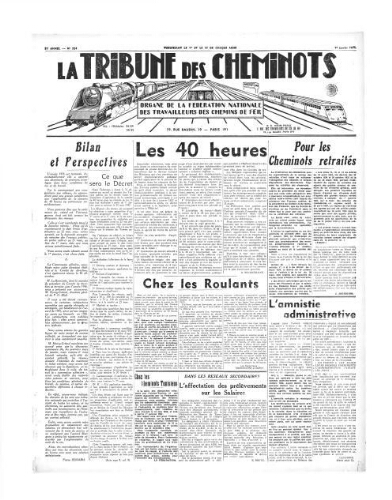 La Tribune des cheminots, n° 524, 1er janvier 1937