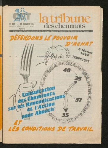 La Tribune des cheminots [actifs], n° 608, 18 janvier 1984